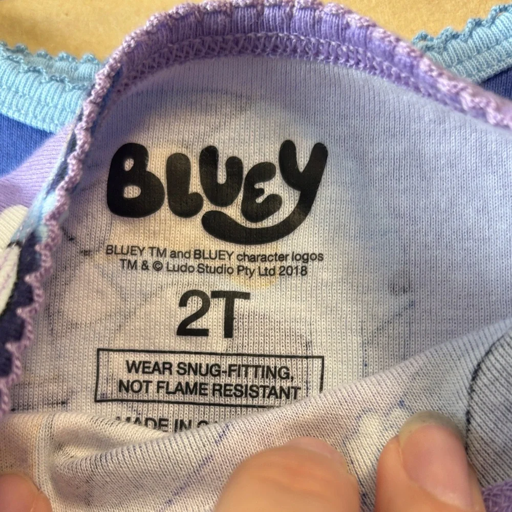 Kids Bluey Pajamas 4 piece Set, Blue and Purple, 2T - like new
